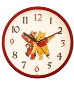 Round Kid's Collection Plastic Quartz analog wall clock (Red 25 x 25 cm)
