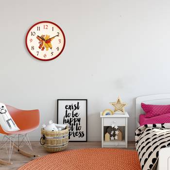 Round Kid's Collection Plastic Quartz analog wall clock (Red 25 x 25 cm) 2