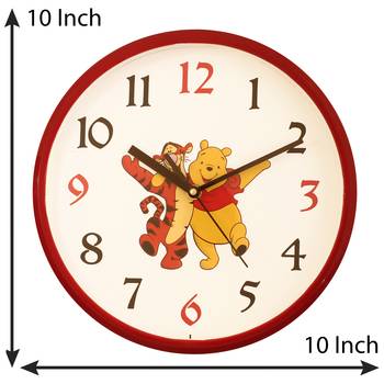 Round Kid's Collection Plastic Quartz analog wall clock (Red 25 x 25 cm) 3