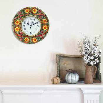 Handcrafted Antique Design Papier-Mache Wooden Wall Clock 2