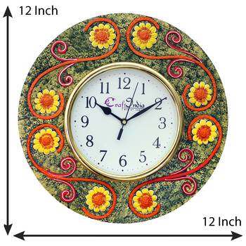 Handcrafted Antique Design Papier-Mache Wooden Wall Clock 3