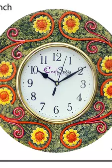 Handcrafted Antique Design Papier-Mache Wooden Wall Clock