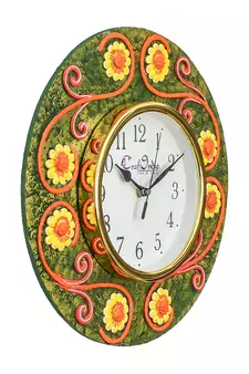 Handcrafted Antique Design Papier-Mache Wooden Wall Clock
