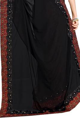 Black embroidered georgette saree with blouse 3