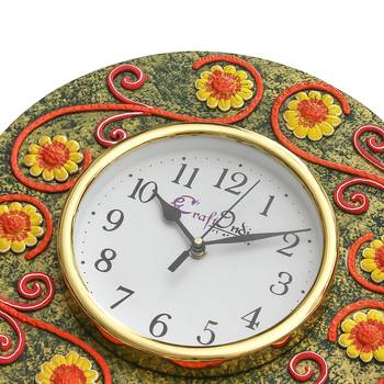 Handcrafted Antique Design Papier-Mache Wooden Wall Clock 5