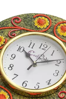 Handcrafted Antique Design Papier-Mache Wooden Wall Clock