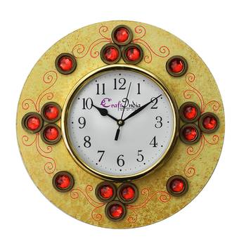 Handcrafted Antique Design Papier-Mache Wooden Wall Clock 1