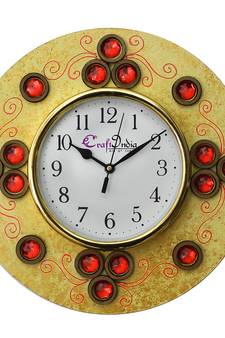 Handcrafted Antique Design Papier-Mache Wooden Wall Clock