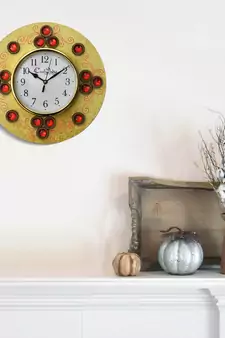 Handcrafted Antique Design Papier-Mache Wooden Wall Clock