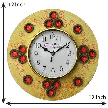 Handcrafted Antique Design Papier-Mache Wooden Wall Clock 3