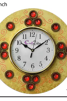 Handcrafted Antique Design Papier-Mache Wooden Wall Clock
