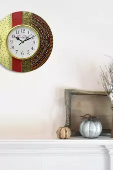 Handcrafted Antique Design Papier-Mache Wooden Wall Clock