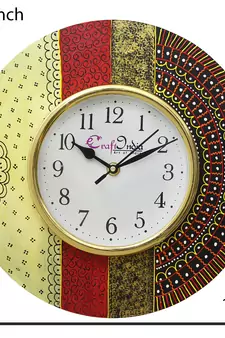 Handcrafted Antique Design Papier-Mache Wooden Wall Clock