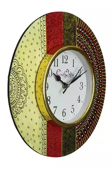 Handcrafted Antique Design Papier-Mache Wooden Wall Clock
