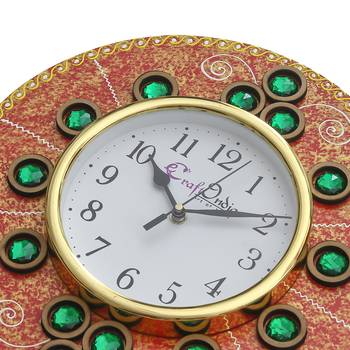 Handcrafted Antique Design Papier-Mache Wooden Wall Clock 5