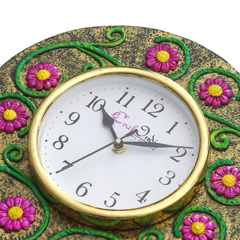 Handcrafted Antique Design PapierMache Wooden Wall Clock eCraftIndia 3082849