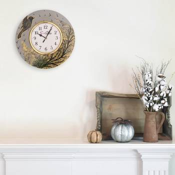 Handcrafted Bird Theme Round Wooden Wall Clock 4