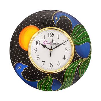 Handcrafted Ethnic Theme Round Wooden Wall Clock 1