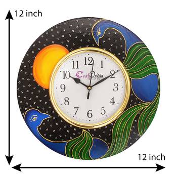 Handcrafted Ethnic Theme Round Wooden Wall Clock 2