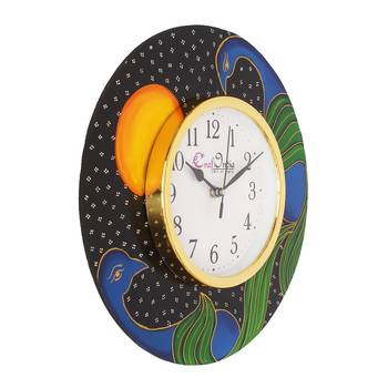 Handcrafted Ethnic Theme Round Wooden Wall Clock 5