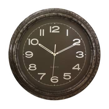 Black Plastic Round Analog Wall Clock (16*16 Inches) 1