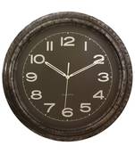 Black Plastic Round Analog Wall Clock (16*16 Inches)