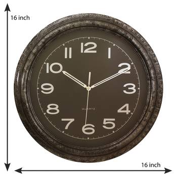 Black Plastic Round Analog Wall Clock (16*16 Inches) 3