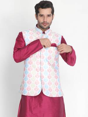 Green Plain Silk Blend Nehru Jacket 2
