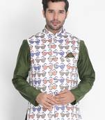 White Plain Silk Blend Nehru Jacket