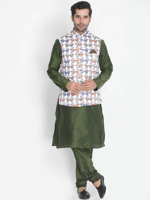 White Plain Silk Blend Nehru Jacket 5