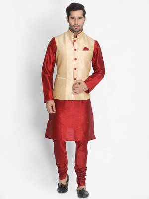 Gold Woven Silk Blend Nehru Jacket 5