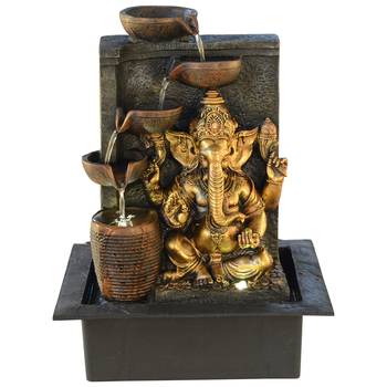 Brown Textured Lord Ganesha Decorative Water Fountain 1