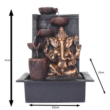 Brown Textured Lord Ganesha Decorative Water Fountain 2