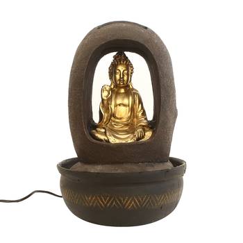 Brown Blessing Buddha Polyresin Water Fountain With Led Lights (16.5 X 10.5 Inch) 4