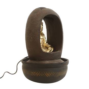 Brown Blessing Buddha Polyresin Water Fountain With Led Lights (16.5 X 10.5 Inch) 5