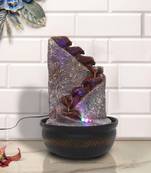 Maroon Designer 8 Step Polyresin Water Fountain With Led Lights (16.5 X 10.5 Inch)