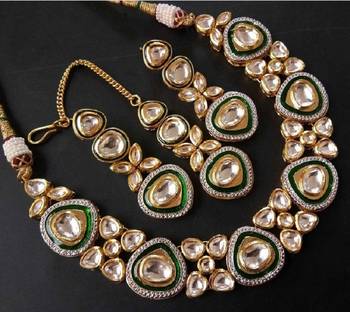 Golden Semi Precious Royal Kundan Necklace Sets 1