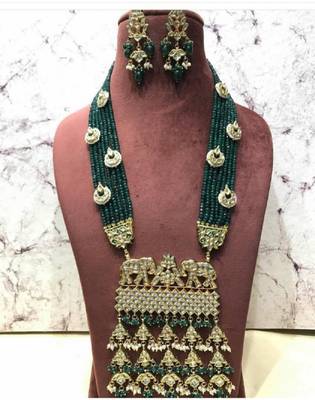 Wedding Royal Kundan Semi Precious Green Onyx Necklace Sets 1