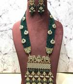Wedding Royal Kundan Semi Precious Green Onyx Necklace Sets