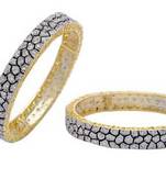 Silver Cubic Zirconia Set Of 2 Kara Bangles And Bracelets size 2.6