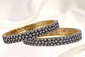 Silver Cubic Zirconia Set Of 2 Kara Bangles And Bracelets size 2.6 2