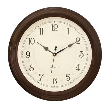 Brown Plastic Round Analog Wall Clock (16*16 Inches) 1
