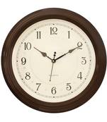 Brown Plastic Round Analog Wall Clock (16*16 Inches)