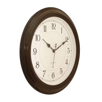 Brown Plastic Round Analog Wall Clock (16*16 Inches) 3