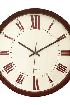 Brown Plastic Round Analog Wall Clock (14*14 Inches)