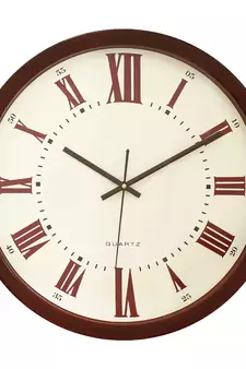Brown Plastic Round Analog Wall Clock (14*14 Inches)