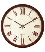 Brown Plastic Round Analog Wall Clock (14*14 Inches)