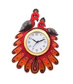 Handcrafted Papier-Mache 2 Peococks Decorative Wall Clock