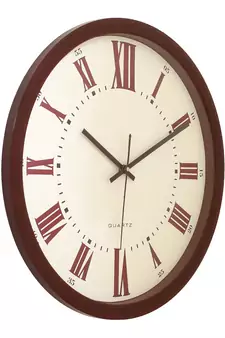 Brown Plastic Round Analog Wall Clock (14*14 Inches)