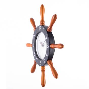 Premium Decorative Analog Black and Brown Round Wooden Wall Clock 2